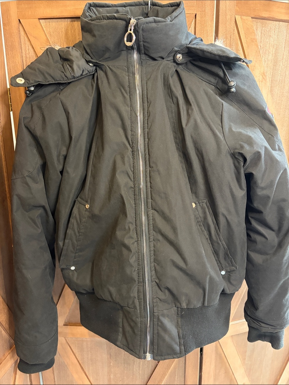 OPPENHEIMER Arctic Expedition Faux Fur Hood Bomber Jacket LARGE